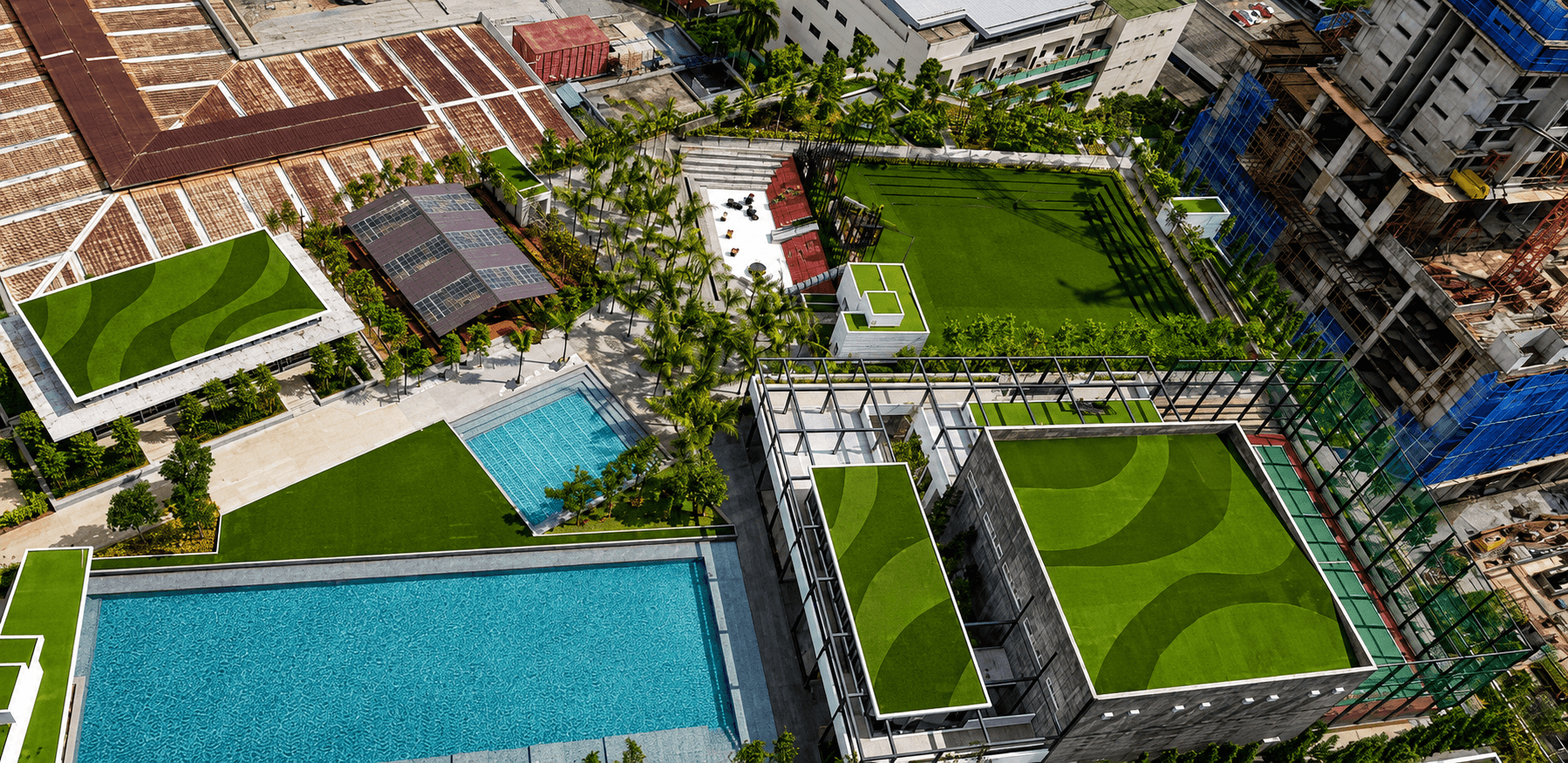 Artificial grass installation at Ryan & Miho in Petaling Jaya, view 1