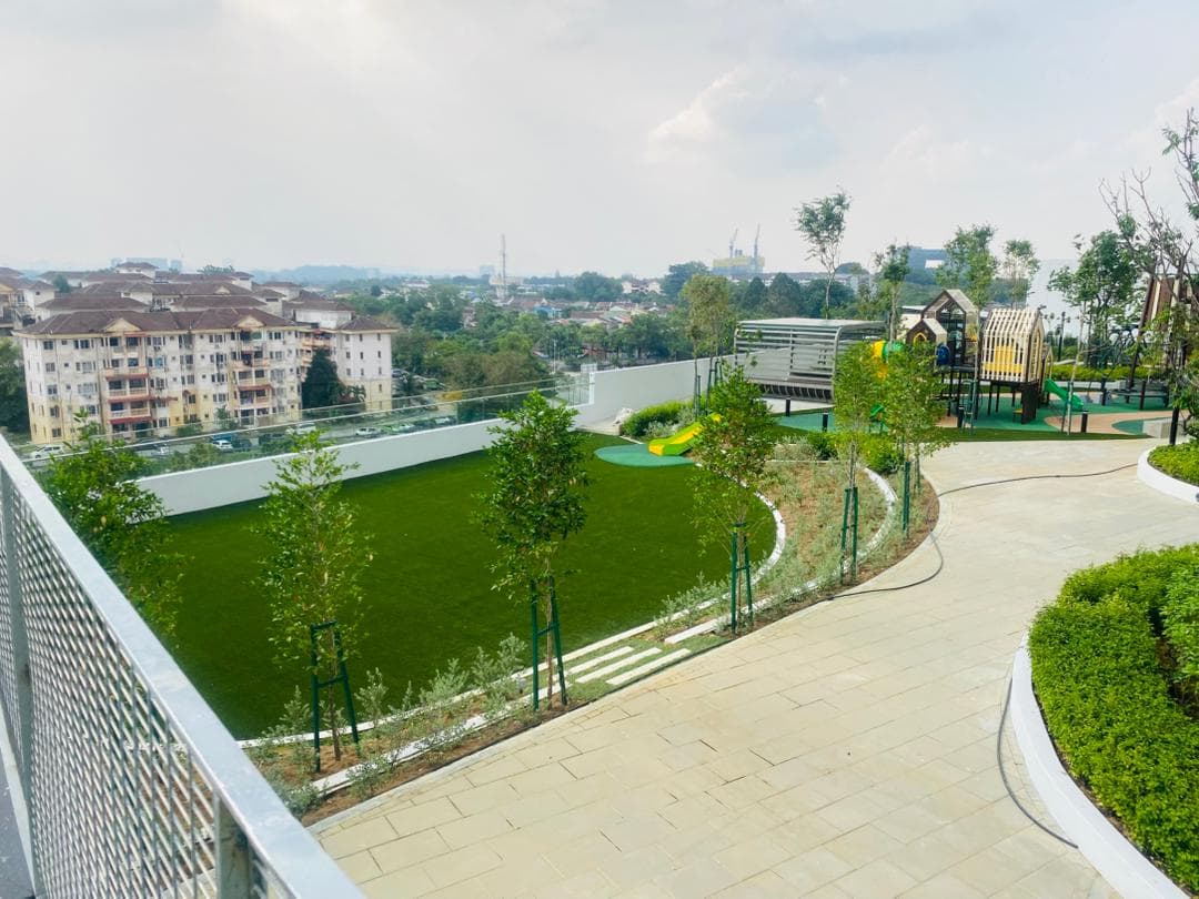 Artificial grass installation at Sunway D'Hill Residence in Kota Damansara, view 1