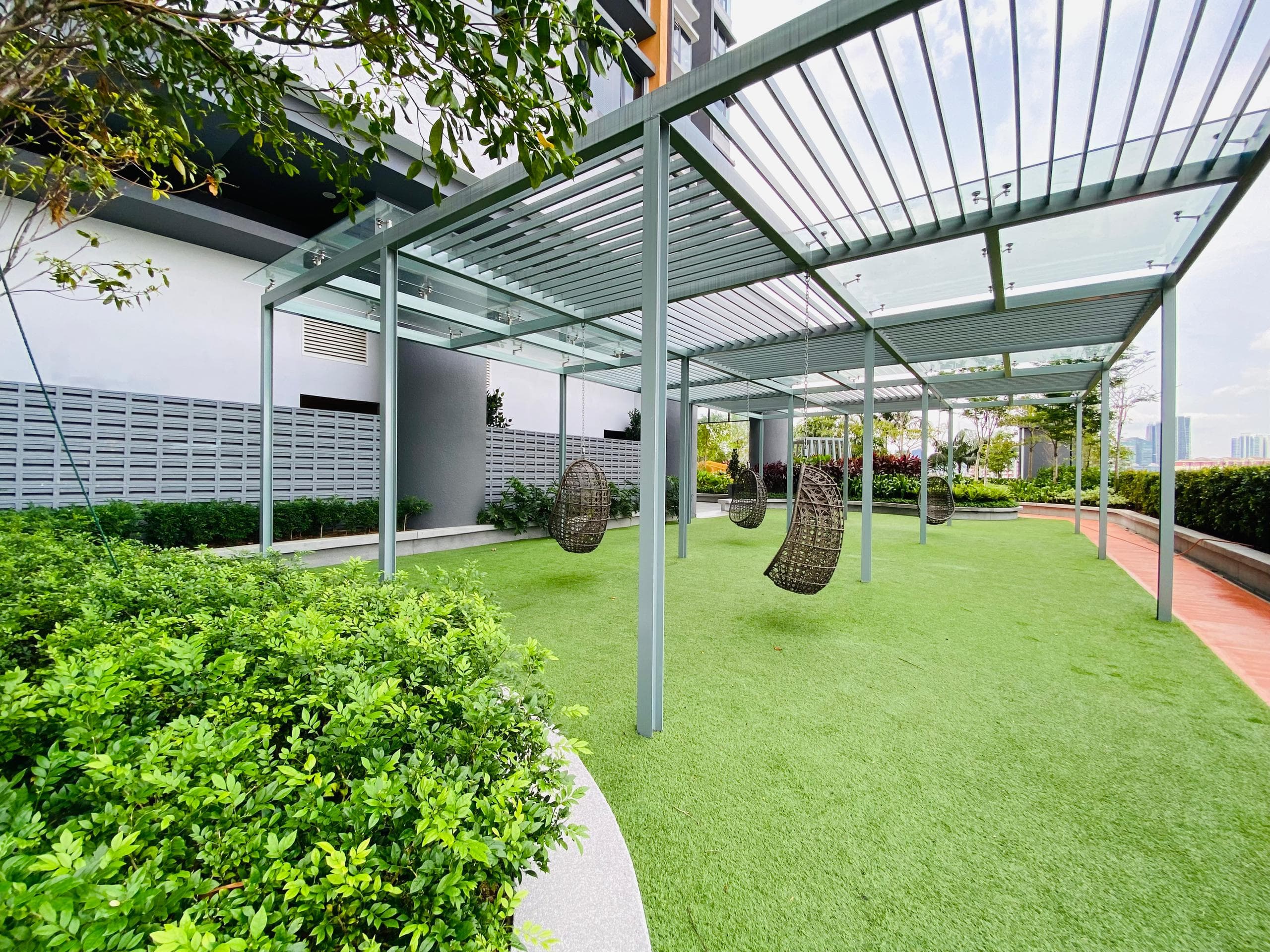 Artificial grass installation at Sunway Serene in Petaling Jaya, view 1