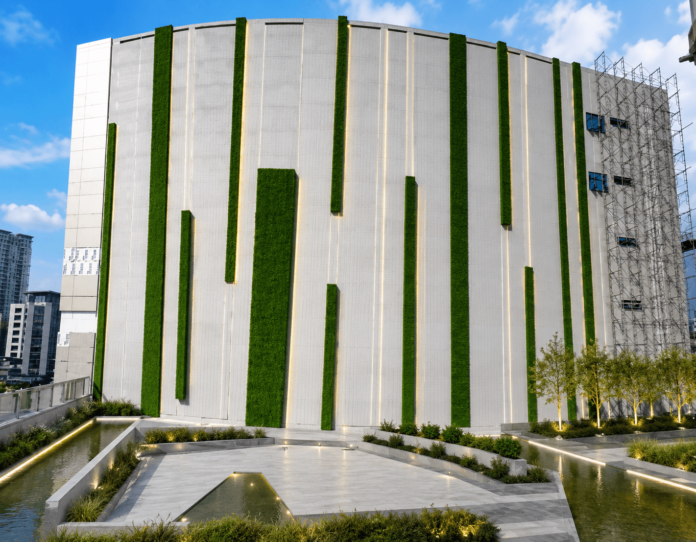 Artificial grass facade installation at The Robertson in Bukit Bintang, view 1