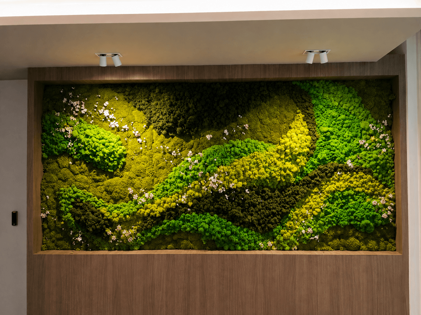 Artificial green wall installation at Menara OCBC in Kuala Lumpur, view 1
