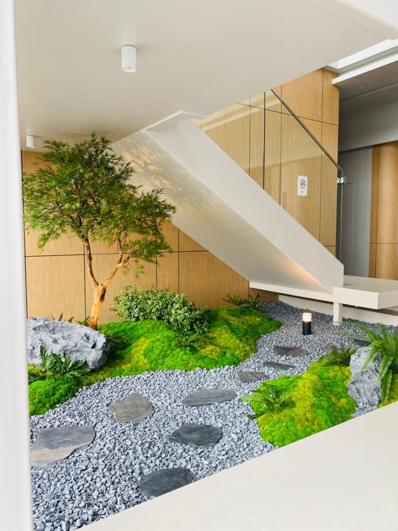 Artificial planting installation at Nest City Tower in Kuala Lumpur, view 1